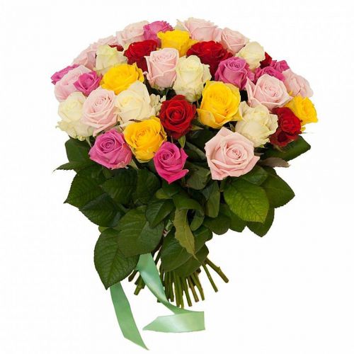 Заказать с доставкой букет из 45-ти разноцветных роз по Богородицку